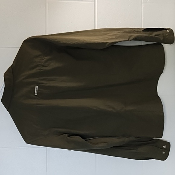 Columbia Olive Green Med Safari Button Down Quick Dry Shirt Roll Tab Sleeves - Picture 11 of 11